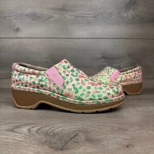 KLOGS Slip On Shoes Women's 8M Brown Floral Print Comfort Cushion Clogs Slip Res